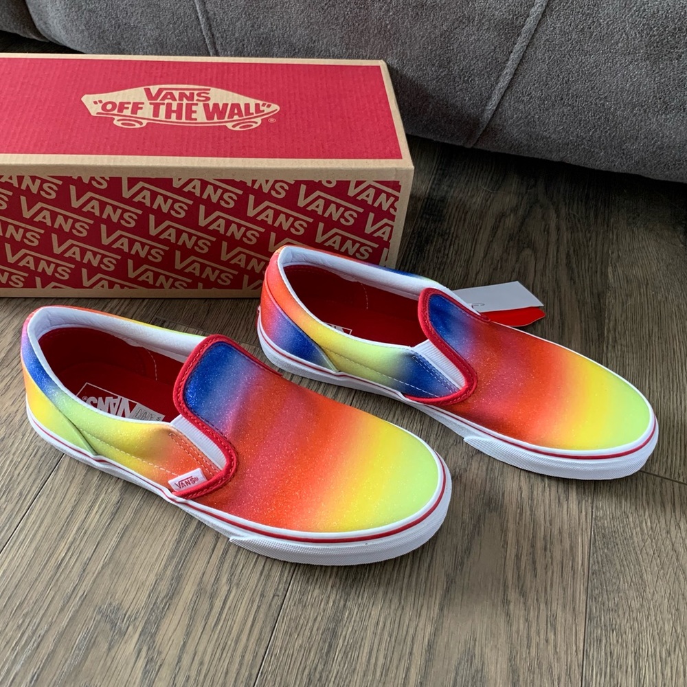 Vans slip on rainbow glitter shoes sneakers - Picture 2 of 8